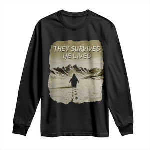 Nihilist Penguin Hiking Meme Long Sleeve Shirt They Survived He Lived TS14 Black Print Your Wear