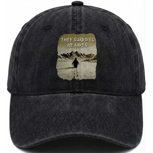 Nihilist Penguin Hiking Meme Washed Cotton Baseball Cap They Survived He Lived TS14 Washed Cap Universal Fit Black Print Your Wear