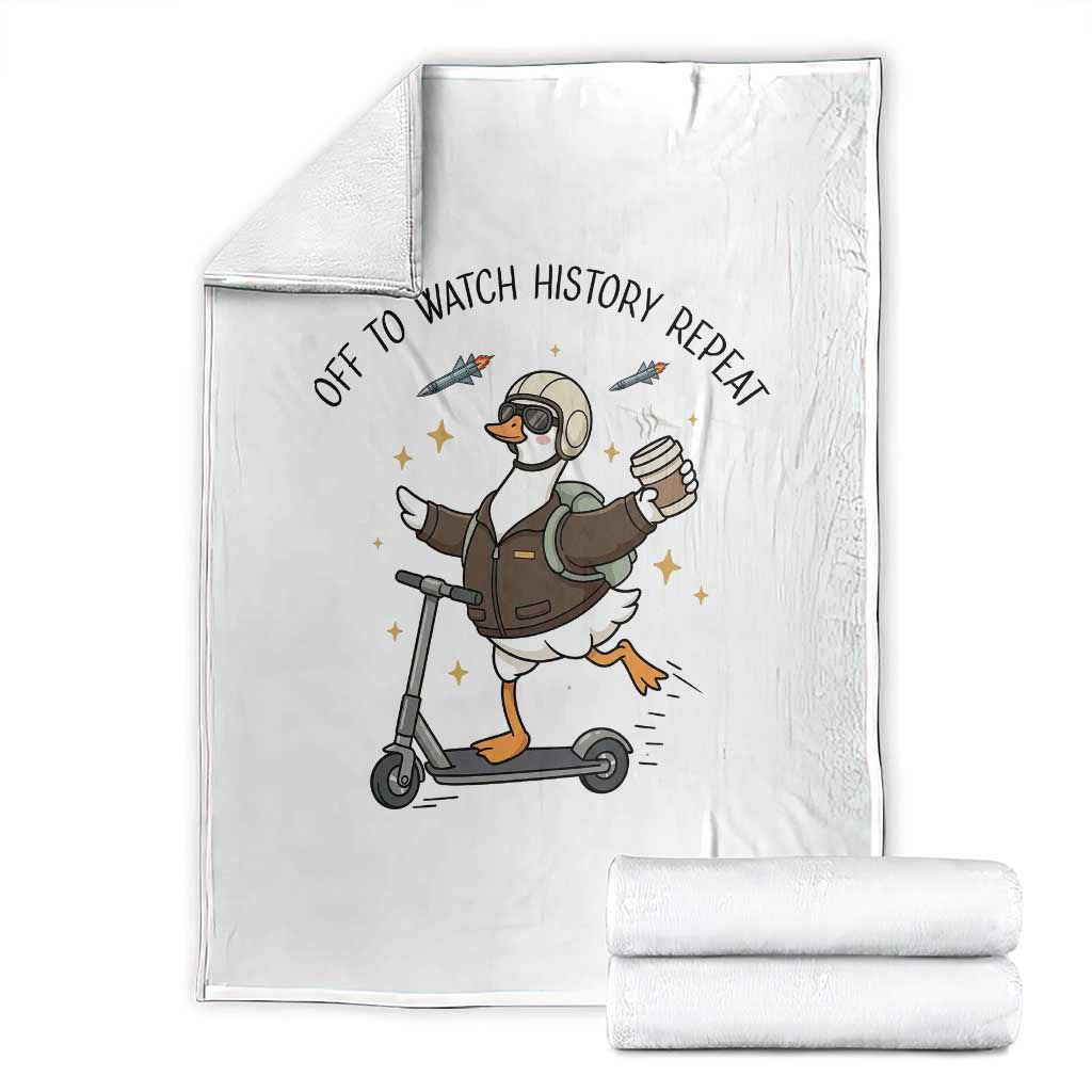 Funny Goose Support Freedom Meme Throw Blanket Off To Watch History Repart TS14 White Print Your Wear