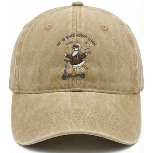 Funny Goose Support Freedom Meme Washed Cotton Baseball Cap Off To Watch History Repart TS14 Washed Cap Universal Fit Khaki Print Your Wear