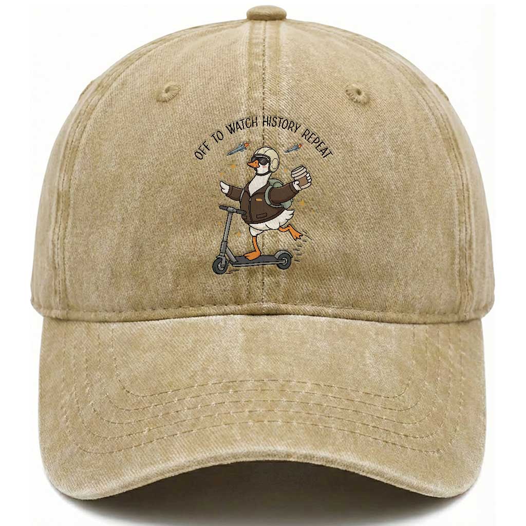 Funny Goose Support Freedom Meme Washed Cotton Baseball Cap Off To Watch History Repart TS14 Washed Cap Universal Fit Khaki Print Your Wear