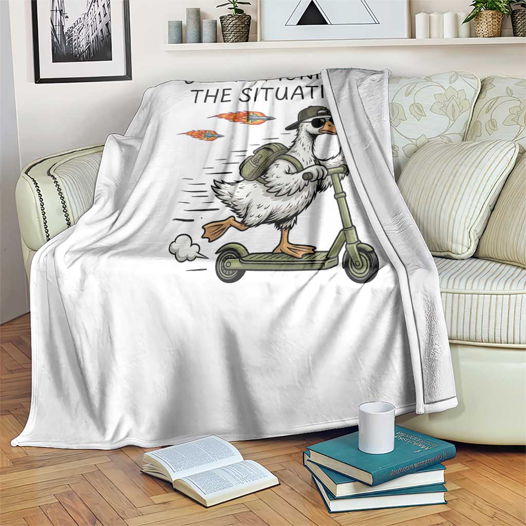 Funny Goose Support Freedom Meme Throw Blanket Off To Monitor The Situation TS14 Print Your Wear