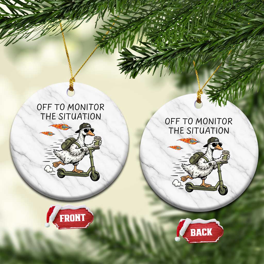 Funny Goose Support Freedom Meme Ceramic Ornament Off To Monitor The Situation TS14 1pc White Marble Print Your Wear