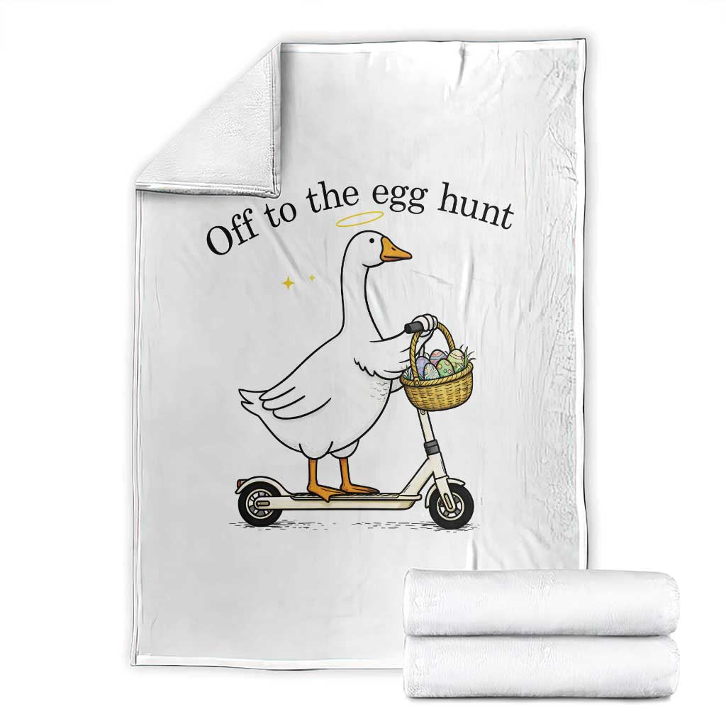 Off To The Egg Hunt Throw Blanket Funny Easter Goose TS14 White Print Your Wear