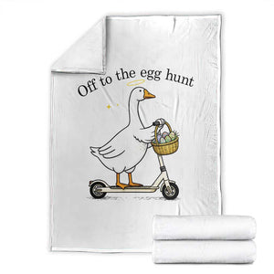 Off To The Egg Hunt Throw Blanket Funny Easter Goose TS14 White Print Your Wear