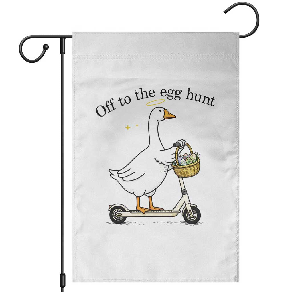Off To The Egg Hunt Garden Flag Funny Easter Goose TS14 White Print Your Wear
