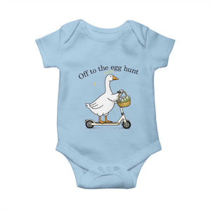 Off To The Egg Hunt Baby Onesie Funny Easter Goose TS14 Light Blue Print Your Wear