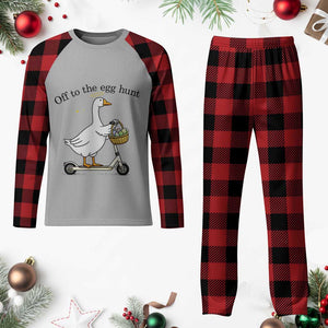 Off To The Egg Hunt Plaid Pajama Set Funny Easter Goose TS14 Buffalo Plaid Print Your Wear
