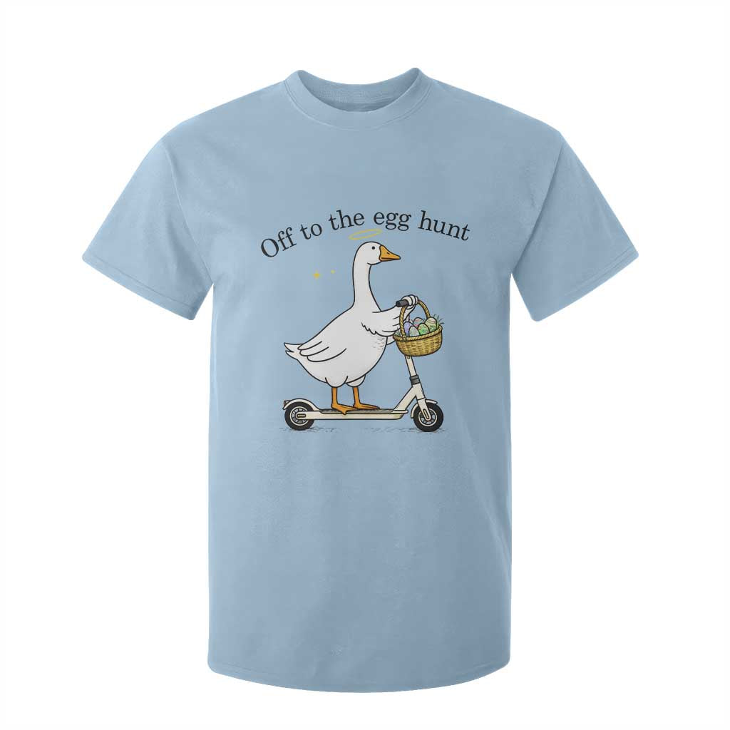Off To The Egg Hunt T Shirt For Kid Funny Easter Goose TS14 Light Blue Print Your Wear