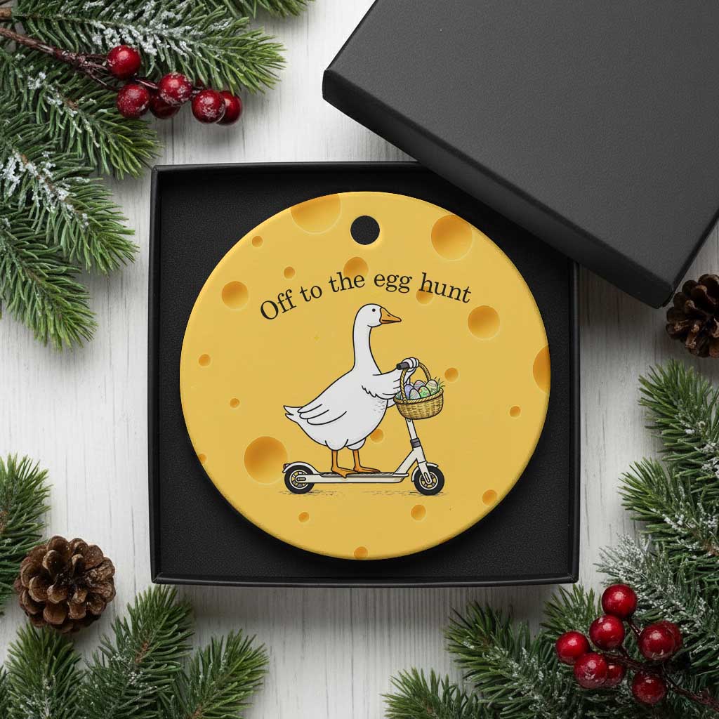 Off To The Egg Hunt Ceramic Ornament Funny Easter Goose TS14 1pc Yellow Cheese Print Your Wear