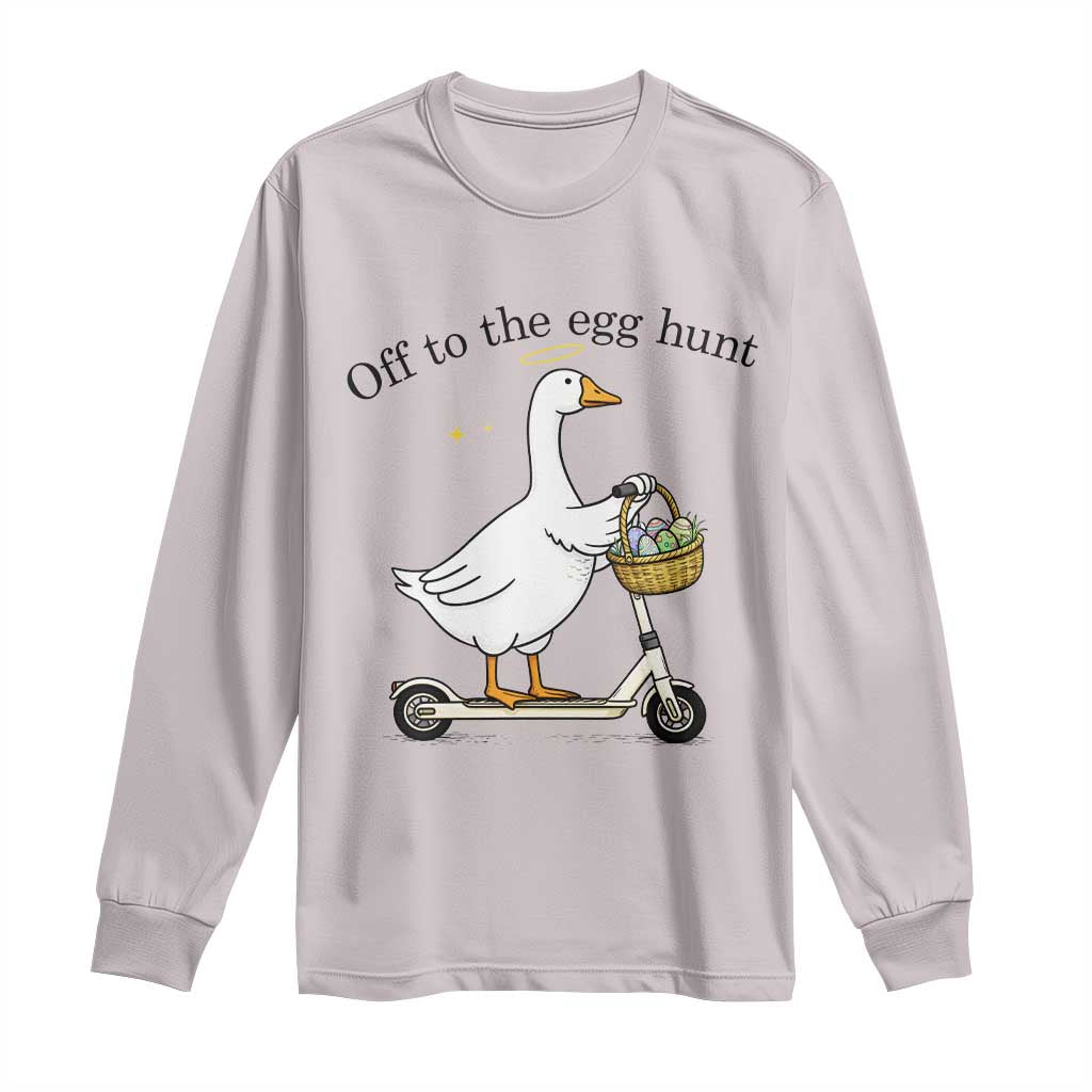 Off To The Egg Hunt Long Sleeve Shirt Funny Easter Goose TS14 Ice Gray Print Your Wear