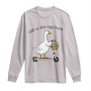 Off To The Egg Hunt Long Sleeve Shirt Funny Easter Goose TS14 Ice Gray Print Your Wear