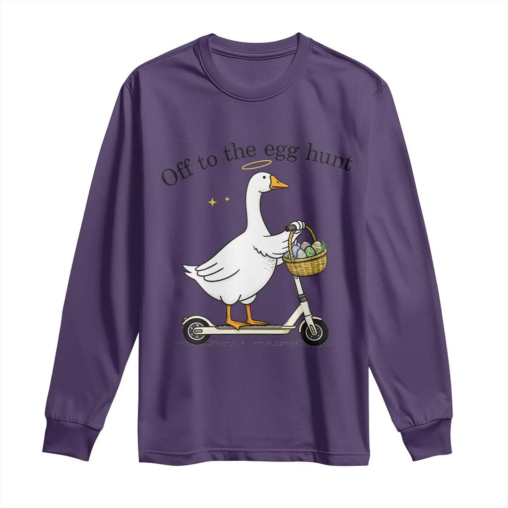Off To The Egg Hunt Long Sleeve Shirt Funny Easter Goose TS14 Purple Print Your Wear