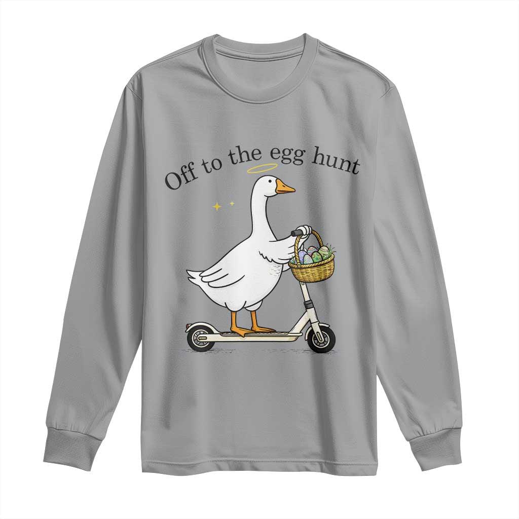 Off To The Egg Hunt Long Sleeve Shirt Funny Easter Goose TS14 Sport Gray Print Your Wear