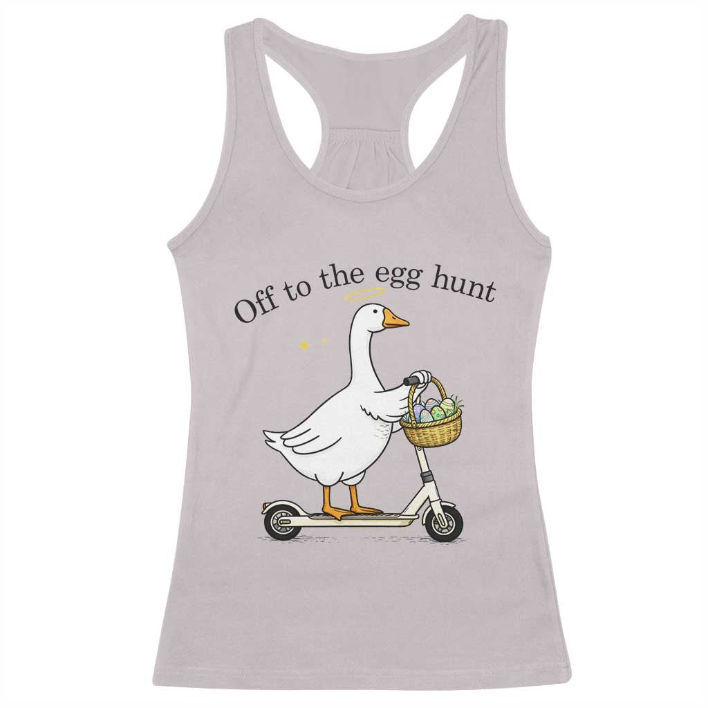 Off To The Egg Hunt Racerback Tank Top Funny Easter Goose TS14 Ice Gray Print Your Wear