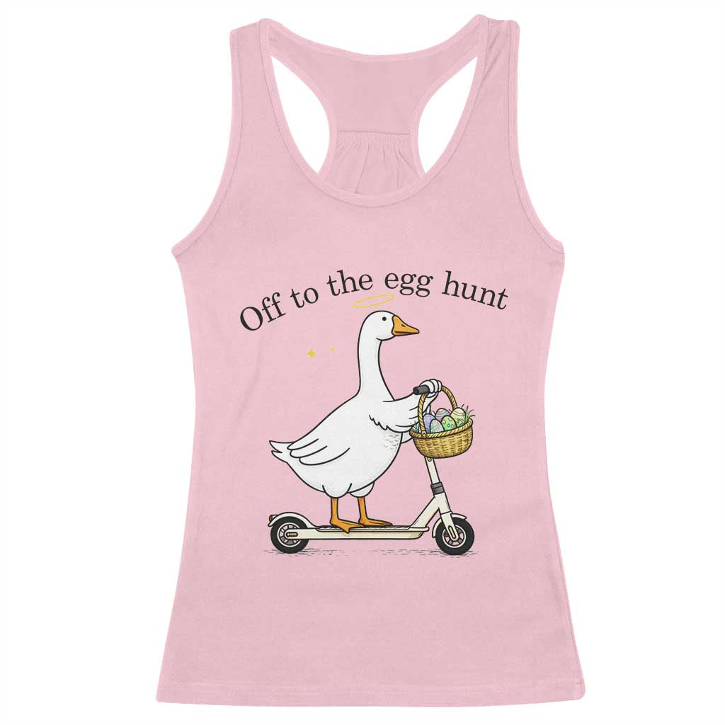 Off To The Egg Hunt Racerback Tank Top Funny Easter Goose TS14 Light Pink Print Your Wear