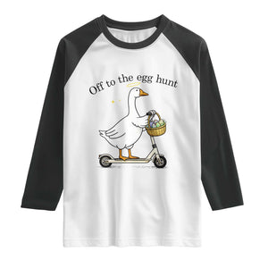 Off To The Egg Hunt Raglan Shirt Funny Easter Goose TS14 White Black Print Your Wear