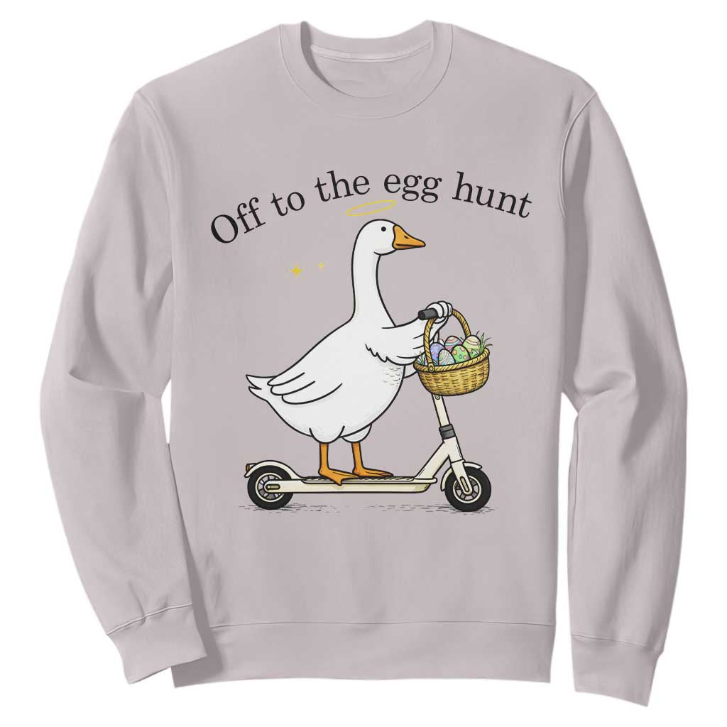 Off To The Egg Hunt Sweatshirt Funny Easter Goose TS14 Ice Gray Print Your Wear