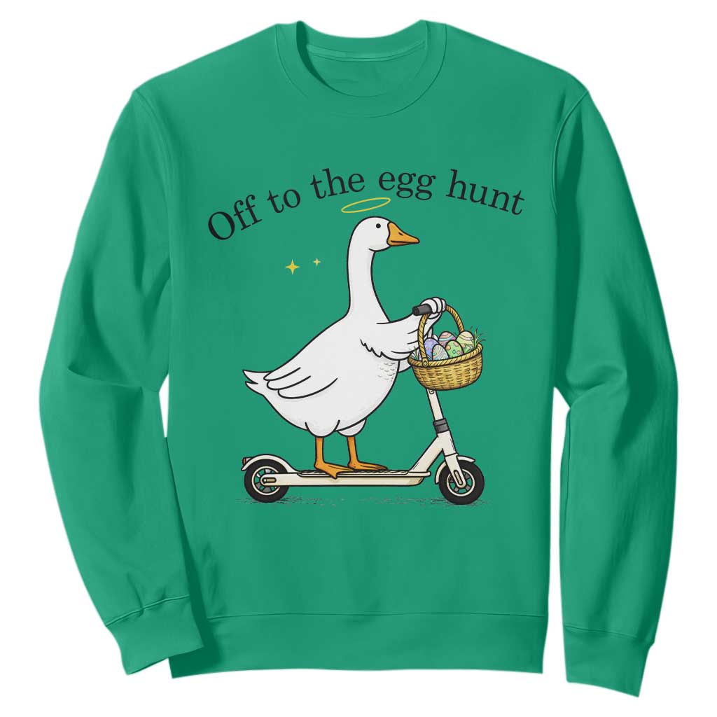 Off To The Egg Hunt Sweatshirt Funny Easter Goose TS14 Irish Green Print Your Wear