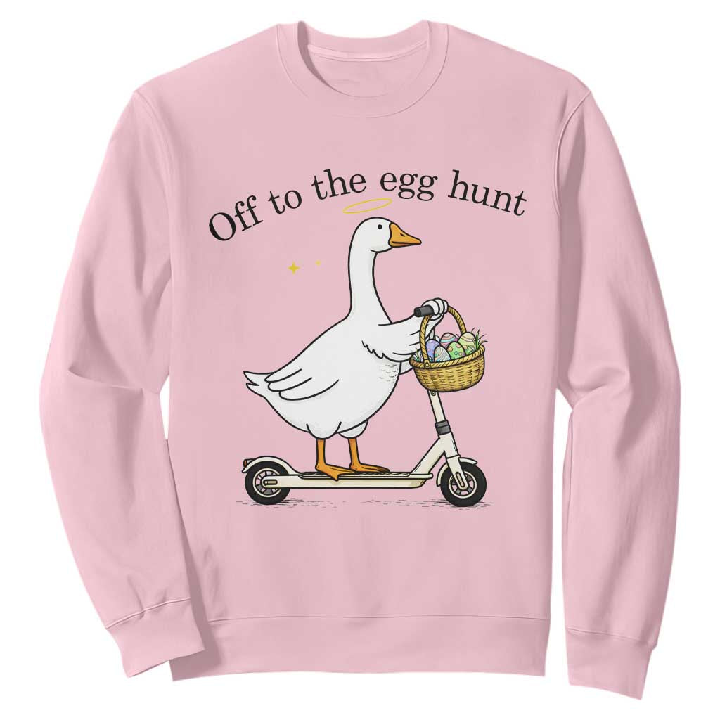 Off To The Egg Hunt Sweatshirt Funny Easter Goose TS14 Light Pink Print Your Wear