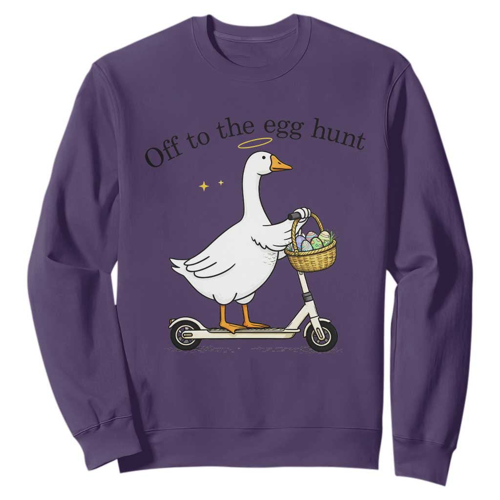 Off To The Egg Hunt Sweatshirt Funny Easter Goose TS14 Purple Print Your Wear