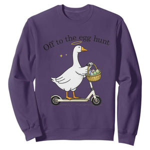 Off To The Egg Hunt Sweatshirt Funny Easter Goose TS14 Purple Print Your Wear