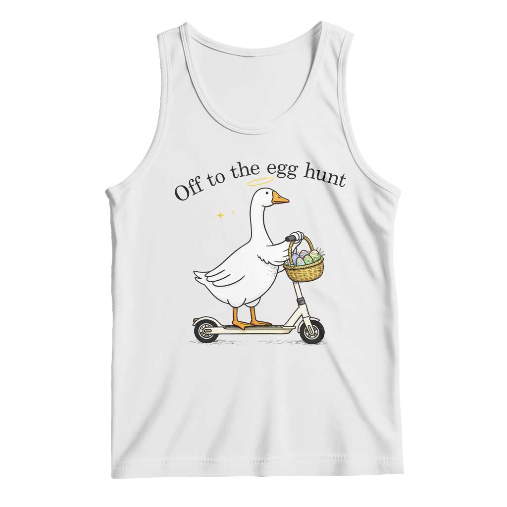 Off To The Egg Hunt Tank Top Funny Easter Goose TS14 White Print Your Wear