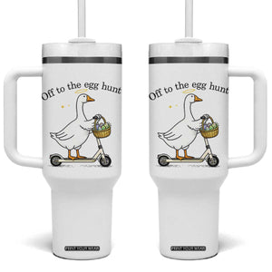 Off To The Egg Hunt Tumbler With Handle Funny Easter Goose TS14 One Size: 40 oz White Print Your Wear