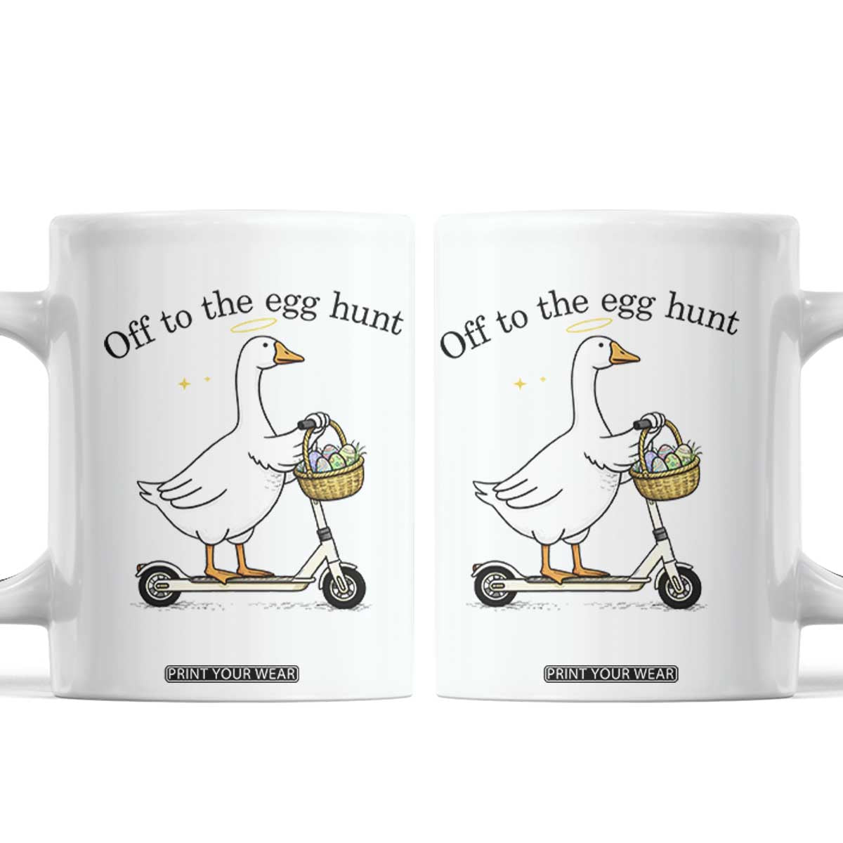 Off To The Egg Hunt Coffee Mug Funny Easter Goose TS14 White Print Your Wear