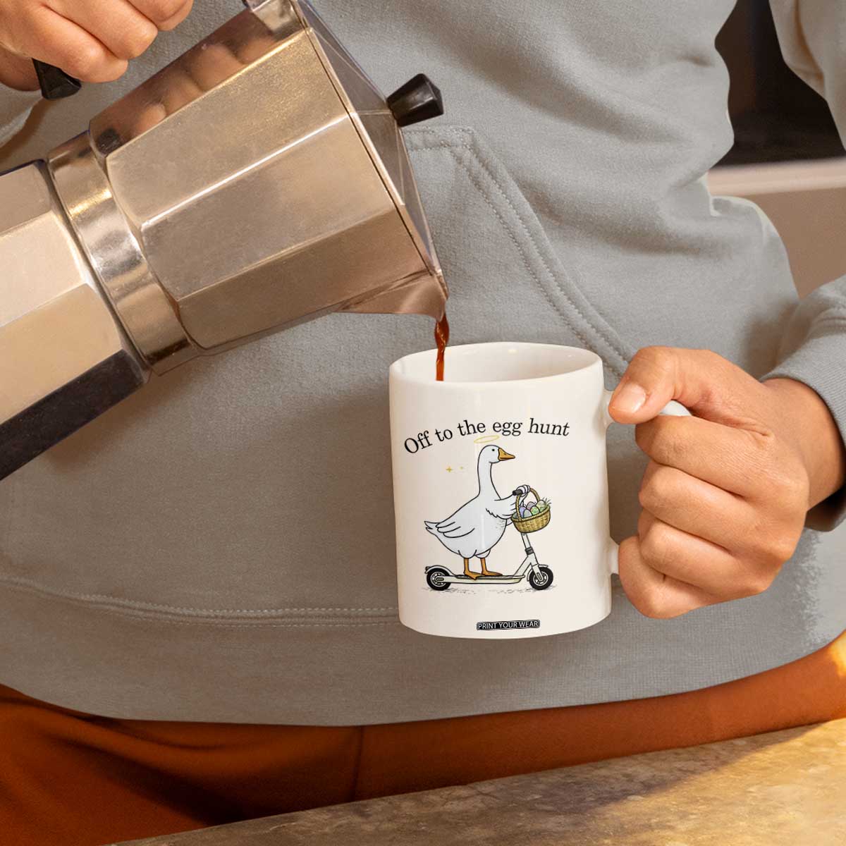 Off To The Egg Hunt Coffee Mug Funny Easter Goose TS14 Print Your Wear
