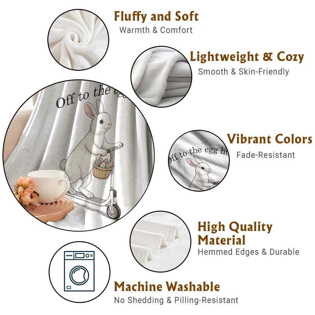 Off To The Egg Hunt Throw Blanket Funny Easter Bunny TS14 Print Your Wear