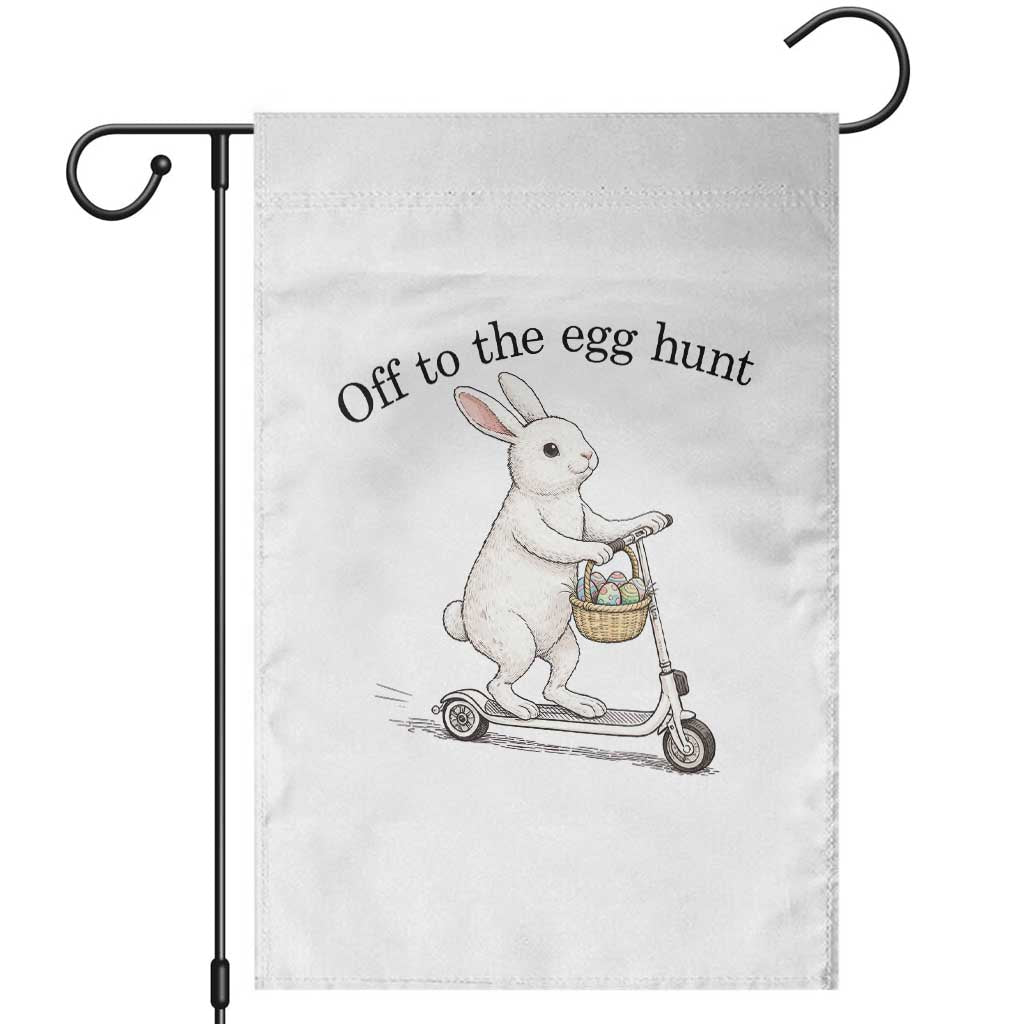 Off To The Egg Hunt Garden Flag Funny Easter Bunny TS14 White Print Your Wear
