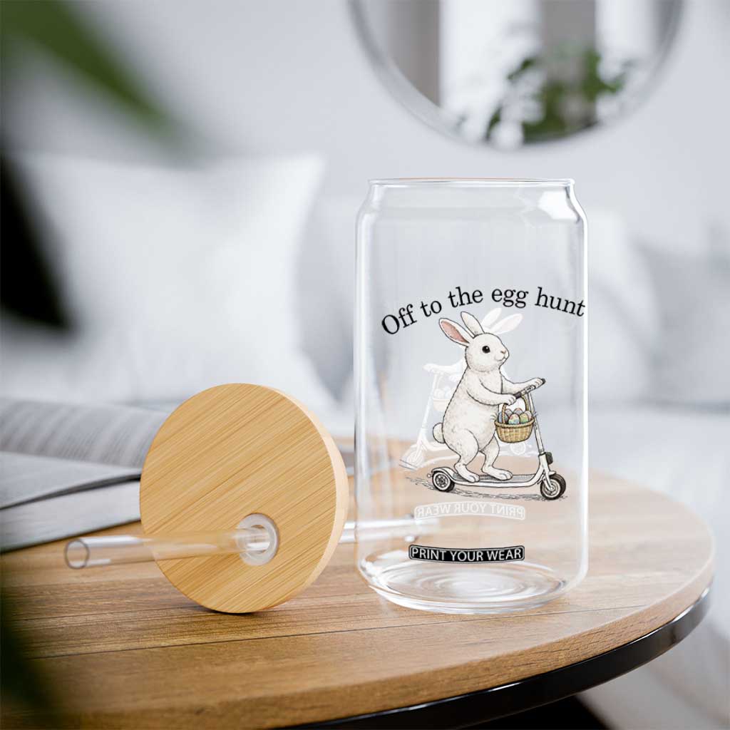 Off To The Egg Hunt Glass Can Funny Easter Bunny TS14 Print Your Wear