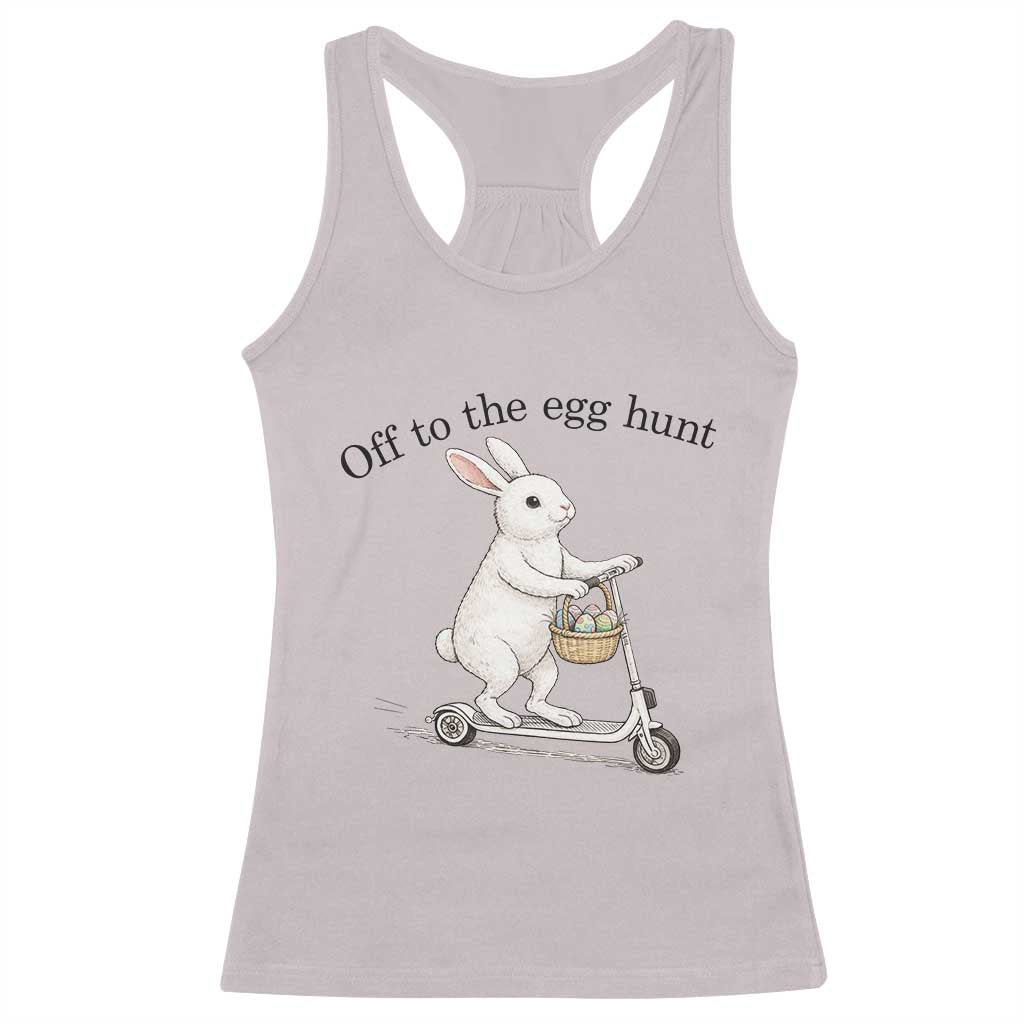 Off To The Egg Hunt Racerback Tank Top Funny Easter Bunny TS14 Ice Gray Print Your Wear