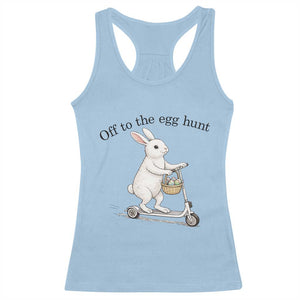 Off To The Egg Hunt Racerback Tank Top Funny Easter Bunny TS14 Light Blue Print Your Wear