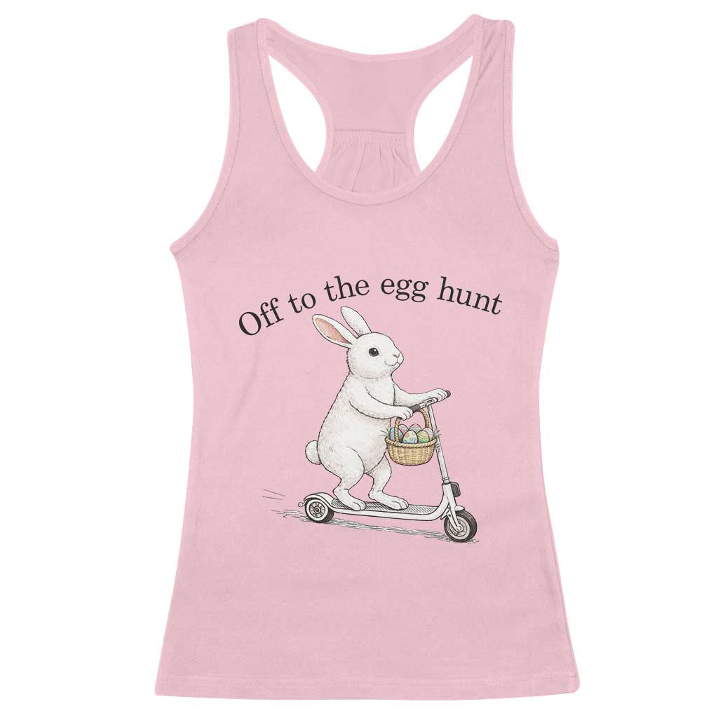 Off To The Egg Hunt Racerback Tank Top Funny Easter Bunny TS14 Light Pink Print Your Wear