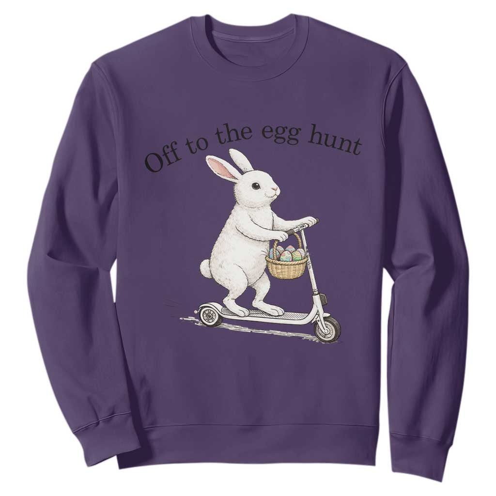Off To The Egg Hunt Sweatshirt Funny Easter Bunny TS14 Purple Print Your Wear