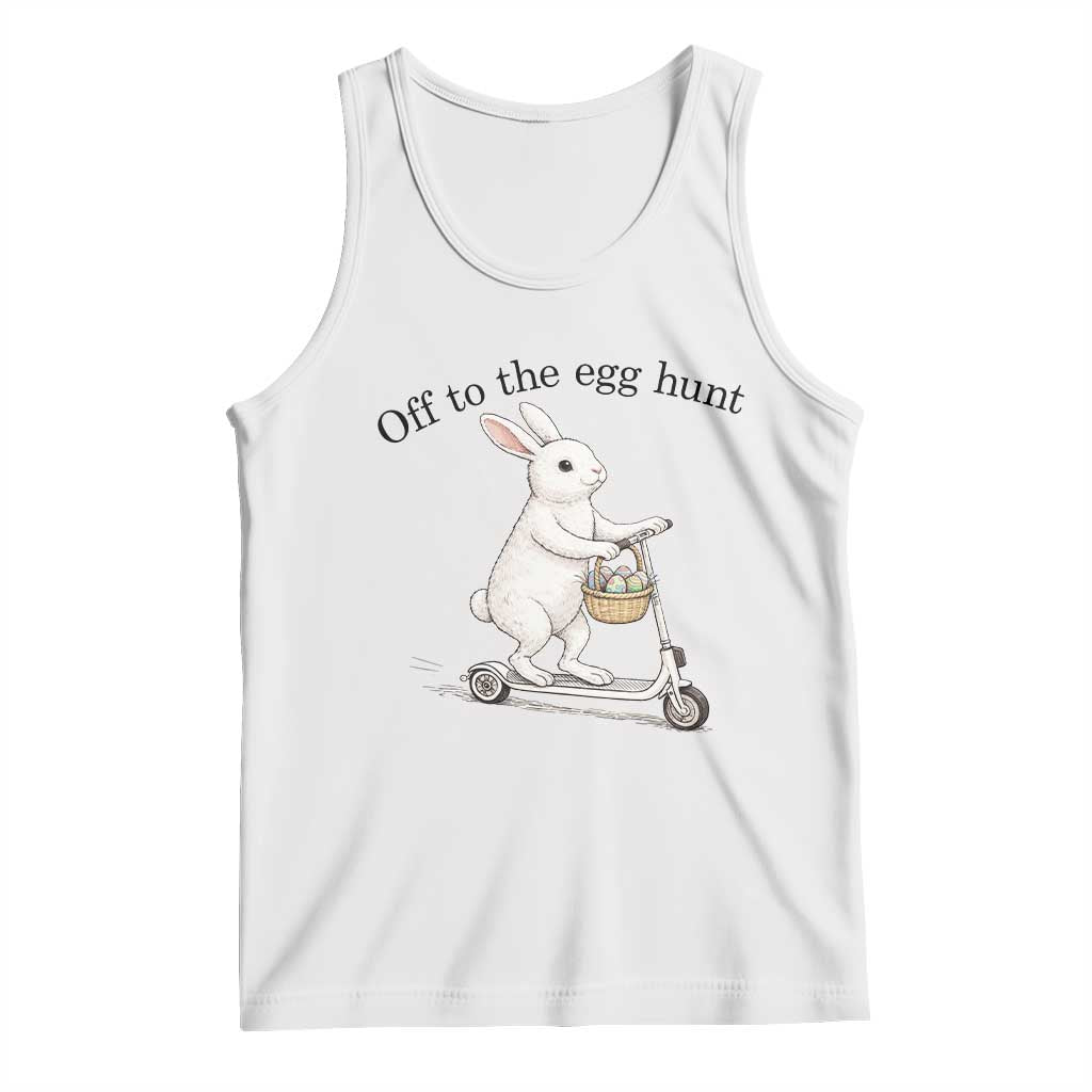 Off To The Egg Hunt Tank Top Funny Easter Bunny TS14 White Print Your Wear