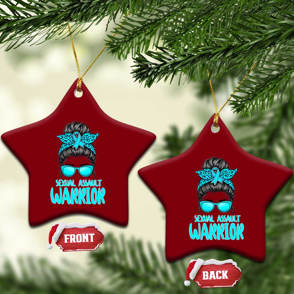Sexual Assault Awareness Messy Bun Support Survivors Ceramic Ornament TS14 Print Your Wear