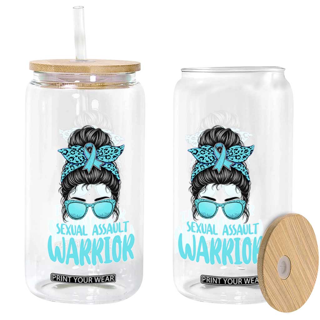 Sexual Assault Awareness Messy Bun Support Survivors Glass Can TS14 Print Your Wear
