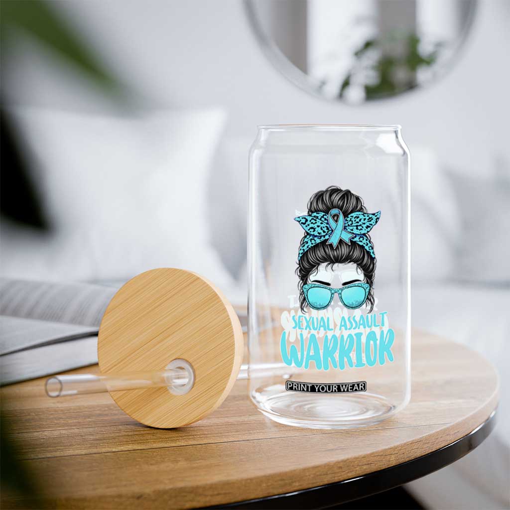 Sexual Assault Awareness Messy Bun Support Survivors Glass Can TS14 Print Your Wear