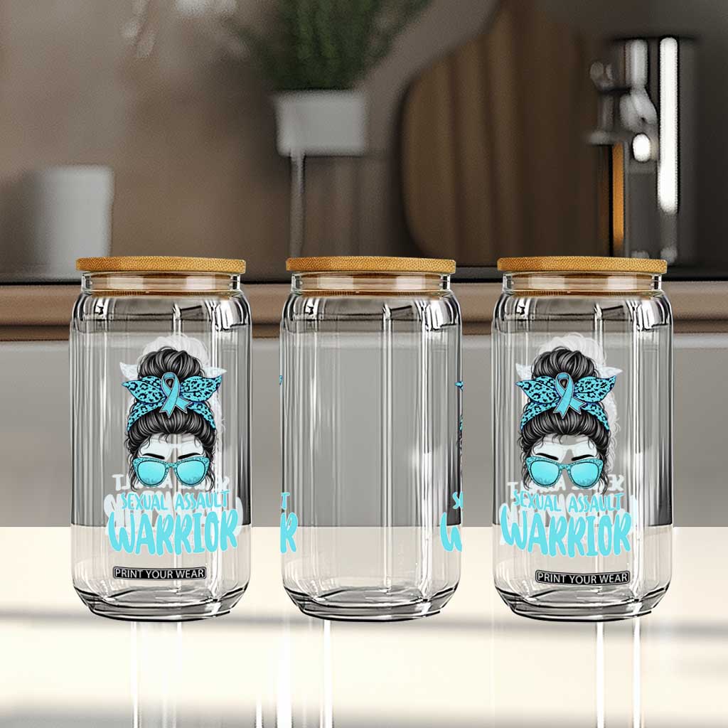 Sexual Assault Awareness Messy Bun Support Survivors Glass Can TS14 Print Your Wear