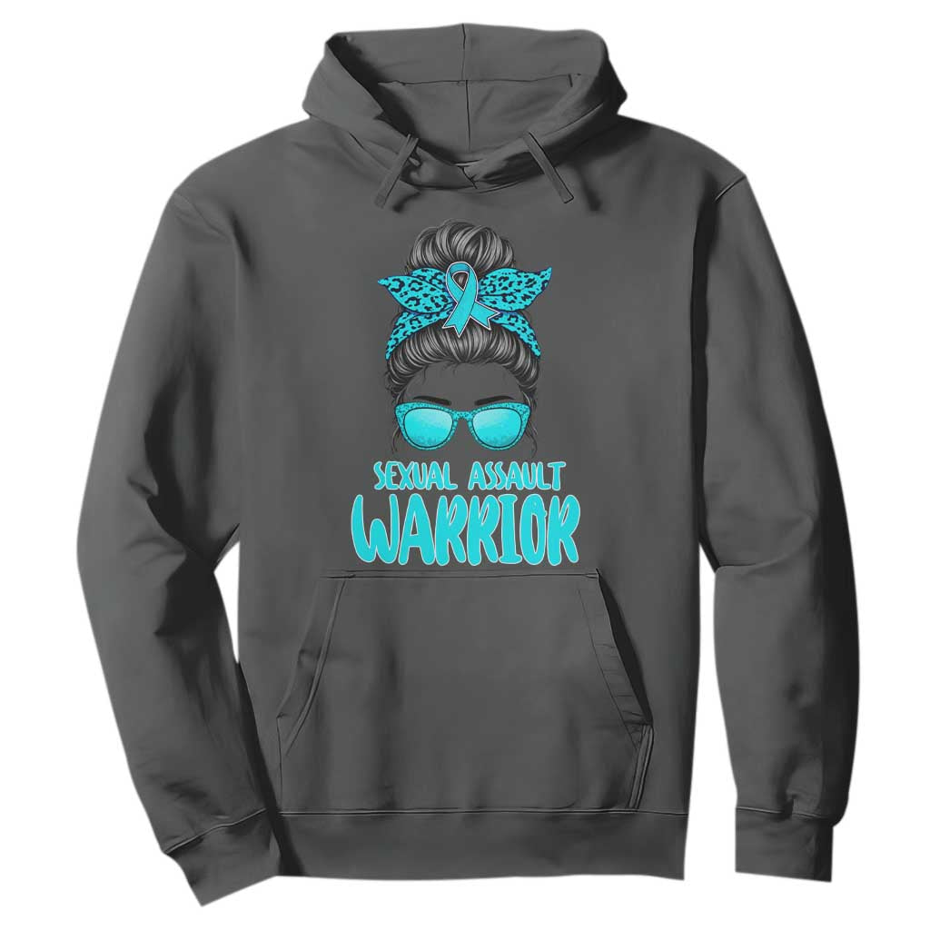 Sexual Assault Awareness Messy Bun Support Survivors Hoodie TS14 Dark Heather Print Your Wear