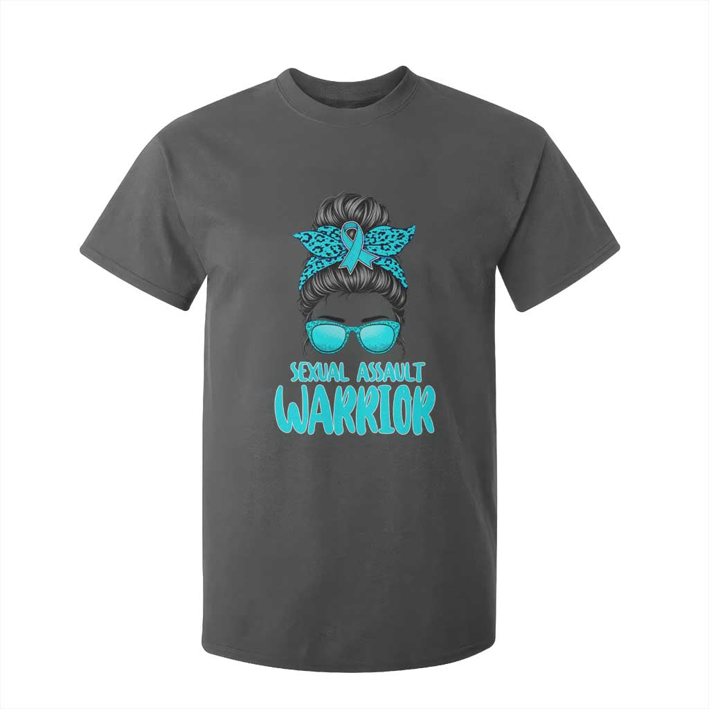 Sexual Assault Awareness Messy Bun Support Survivors T Shirt For Kid TS14 Dark Heather Print Your Wear