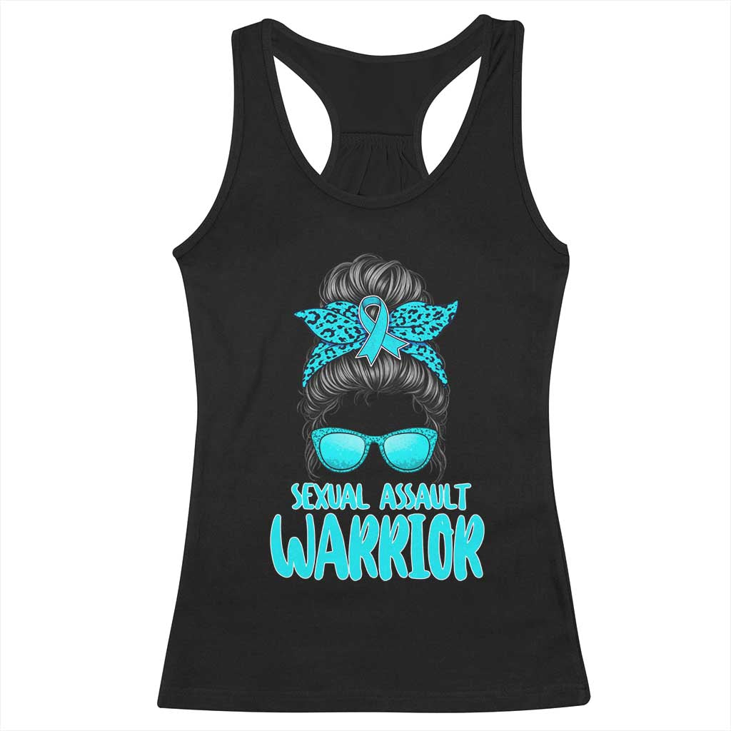 Sexual Assault Awareness Messy Bun Support Survivors Racerback Tank Top TS14 Black Print Your Wear
