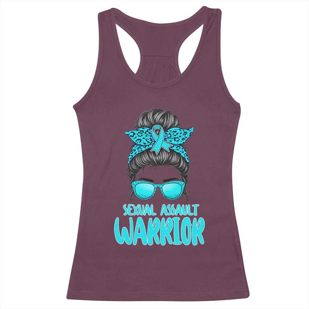 Sexual Assault Awareness Messy Bun Support Survivors Racerback Tank Top TS14 Maroon Print Your Wear