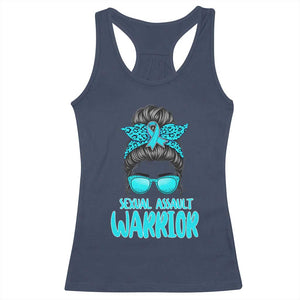 Sexual Assault Awareness Messy Bun Support Survivors Racerback Tank Top TS14 Navy Print Your Wear