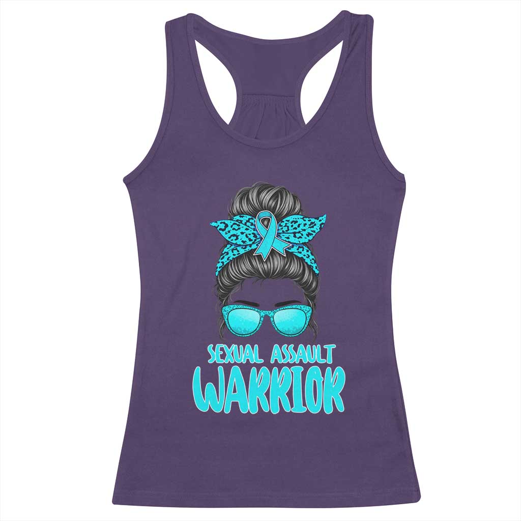 Sexual Assault Awareness Messy Bun Support Survivors Racerback Tank Top TS14 Purple Print Your Wear