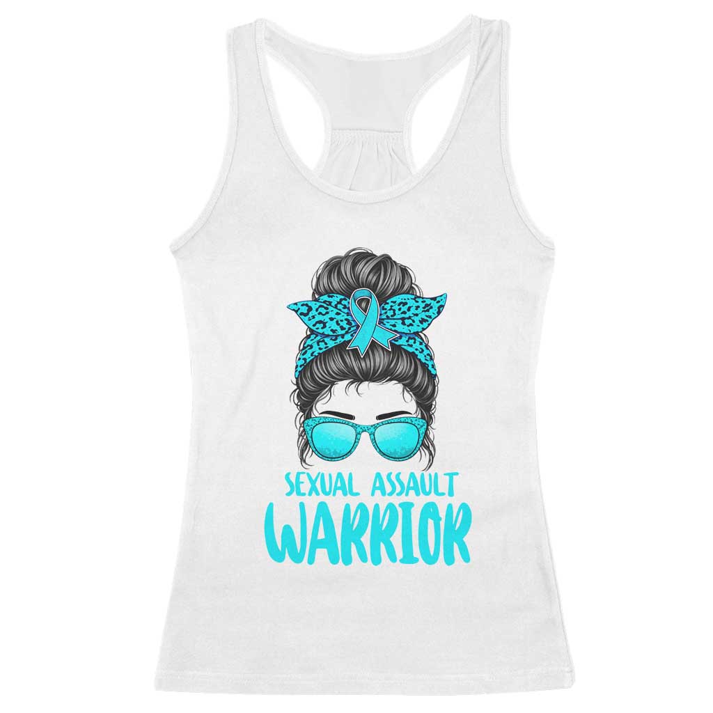 Sexual Assault Awareness Messy Bun Support Survivors Racerback Tank Top TS14 White Print Your Wear