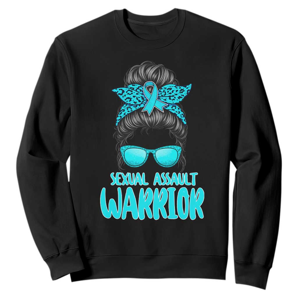Sexual Assault Awareness Messy Bun Support Survivors Sweatshirt TS14 Black Print Your Wear